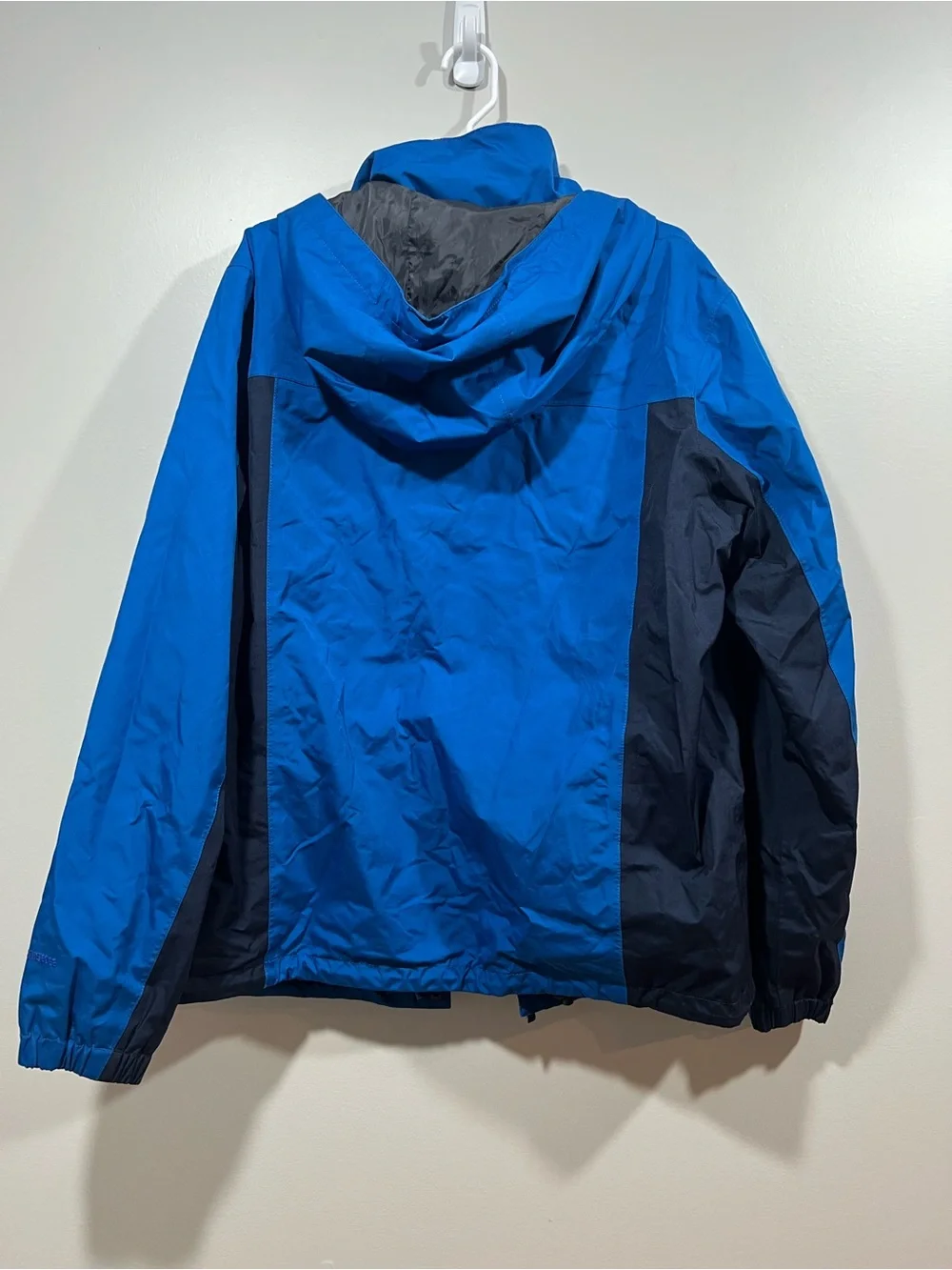 Eddie Bauer Mens Weatheredge Two-Tone Blue Hooded Rain Jacket Large